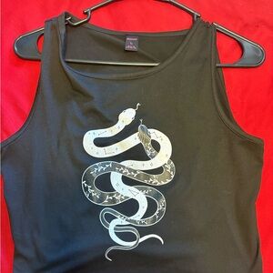 Gildan Black Tank Top with White Snake Design